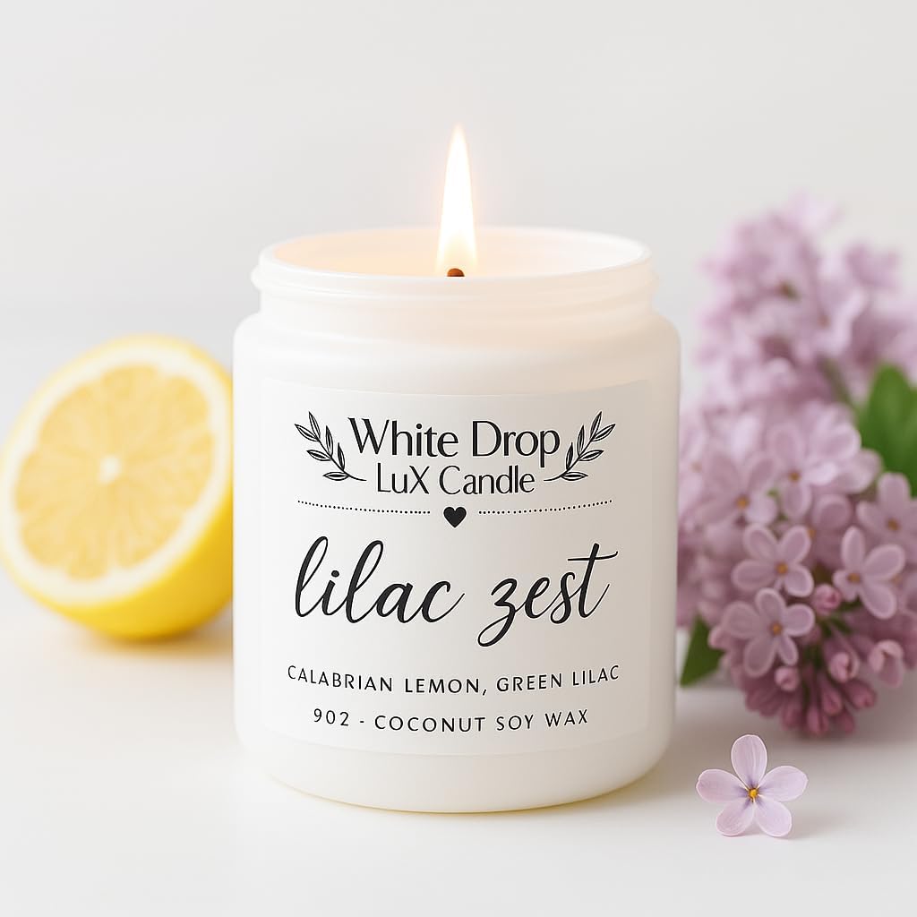 Luxury Soy Candle – Clean-Burning Coconut Soy Wax, Handmade in USA, Lilac Zest Fragrance (9 oz, Gift-Ready Jar)