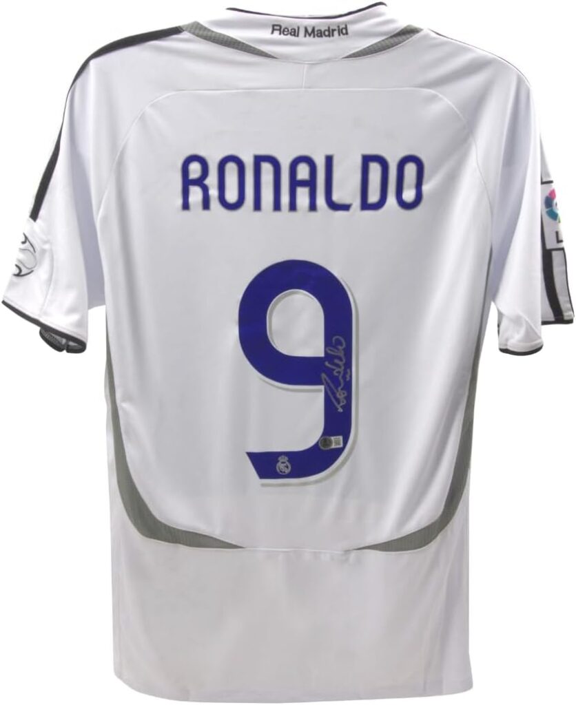 Ronaldo Nazario Signed Madrid Soccer Jersey #9, with Beckett COA White