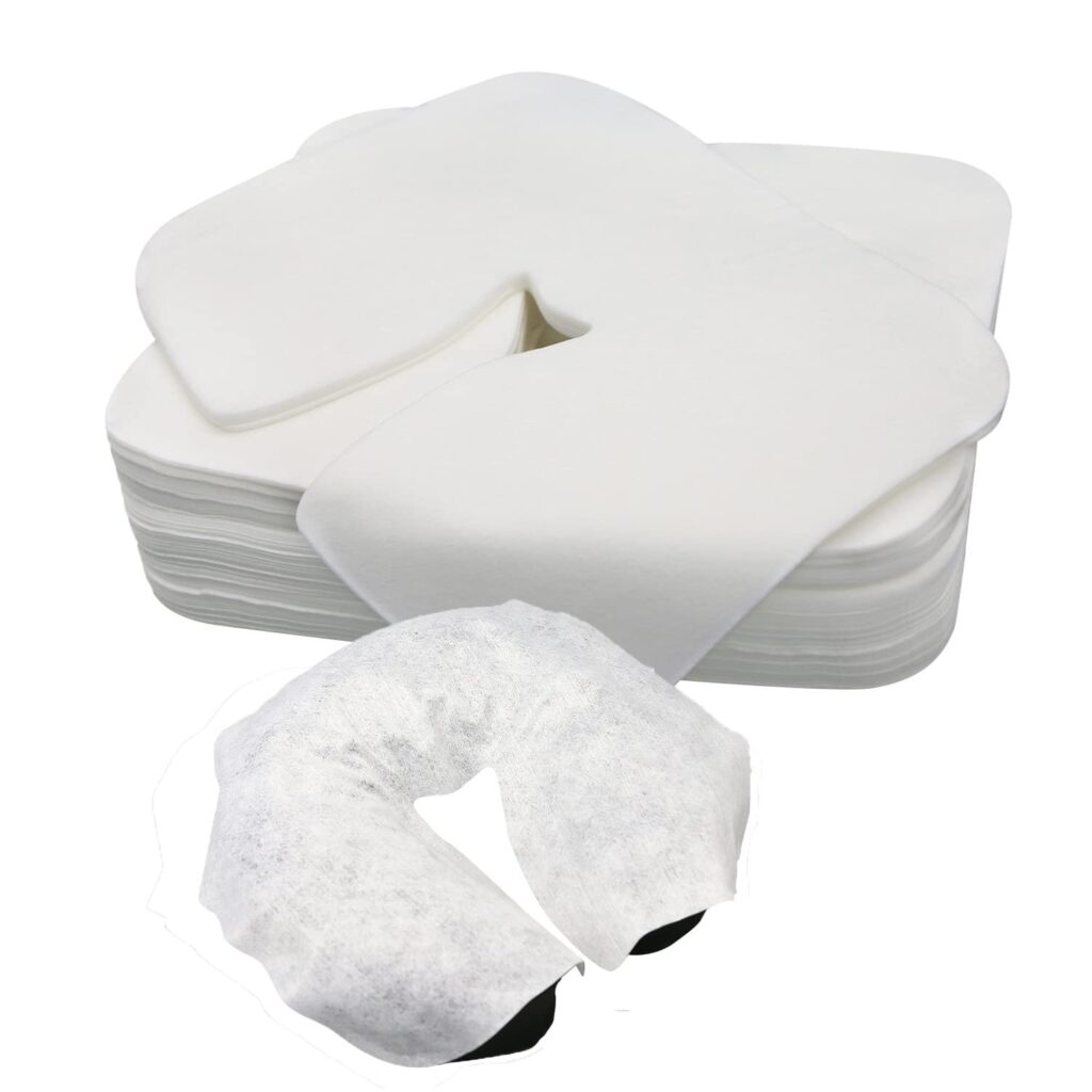 300 Count Disposable Face Cradle Covers Non-Sticking Ultra Soft Medical-Grade SPA Massage Face Covers Disposable Massage Headrest Covers for Massage Tables & Massage Chairs 14.2″x 10.6″