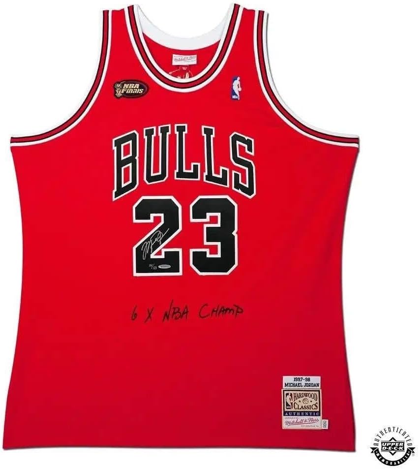 Michael Jordan Autographed & Embroide Chicago Bulls 1997-98 With NBA Finals Patch Authentic Mitchell & Ness Jersey – Upper Deck – Autographed NBA Jerseys