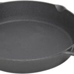 Home Basics 12″ Cast Iron Skillet (Black) Frying Pan For Pancakes, Meat, and Fish | Large Skillet For Stovetop and Campfire | Nonstick With Pour Spouts