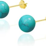 SmileBelle Stud Earrings for Women, 18k Sterling Silver Turquoise Earrings as Birthday Gifts Jade Pearl Crystal Stud Earrings as 8mm Handmade Stud Earrings