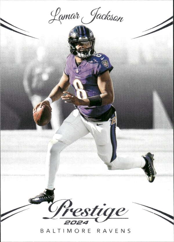 2024 Panini Prestige #20 Lamar Jackson Baltimore Ravens Official NFL Football Card in Raw (NM or Better) Condition