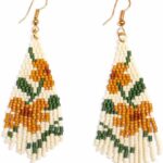 Floral Fringe Bead Seed Earrings for Women Jardin Botanico – Boho Beaded Dangle Earrings – Handmade Lightweight Jewelry by Embera Bead Project – Hypoallergenic Stainless Steel