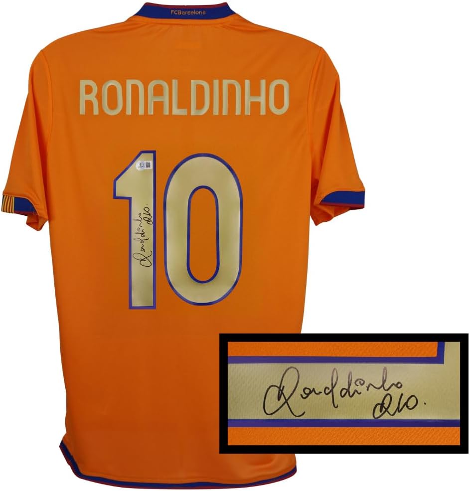 Ronaldinho Autographed Barcelona Away Soccer Jersey, Signed with Beckett COA