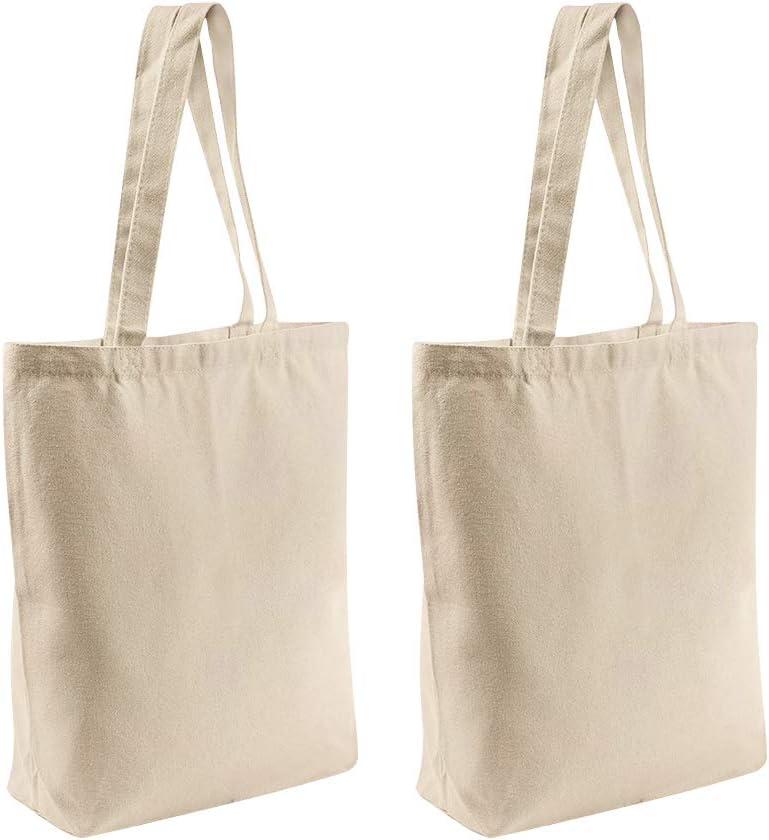 Canvas Tote Bags – 2 Pcs Multi-Purpose Reusable Bags – Perfect for Grocery, Shoppping & DIY Gifts