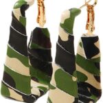 Chunky Leopard Leather Earrings Bohemia Camouflage Leather Dangle Earrings Chunky Rectangle Black White Zebra Print Earring Handmade Vintage Faux Leathers Statement Earring Boho Style Jewelry