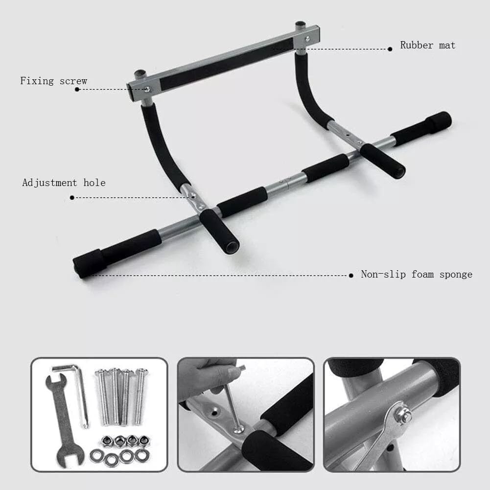 Pull Up Bar for Doorway | Max Limit 330 lbs Upper Body Fitness Workout Bar| Multi-Grip Strength for Doorway | Indoor Chin-Up Bar Fitness Trainer for Home Gym Portable