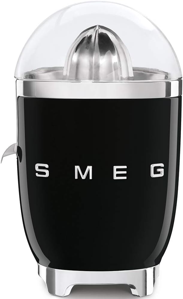 SMEG 50’s Retro Style Citrus Juicer with Drip Free Spout, Automatic Activation, and Efficient Straining, Black