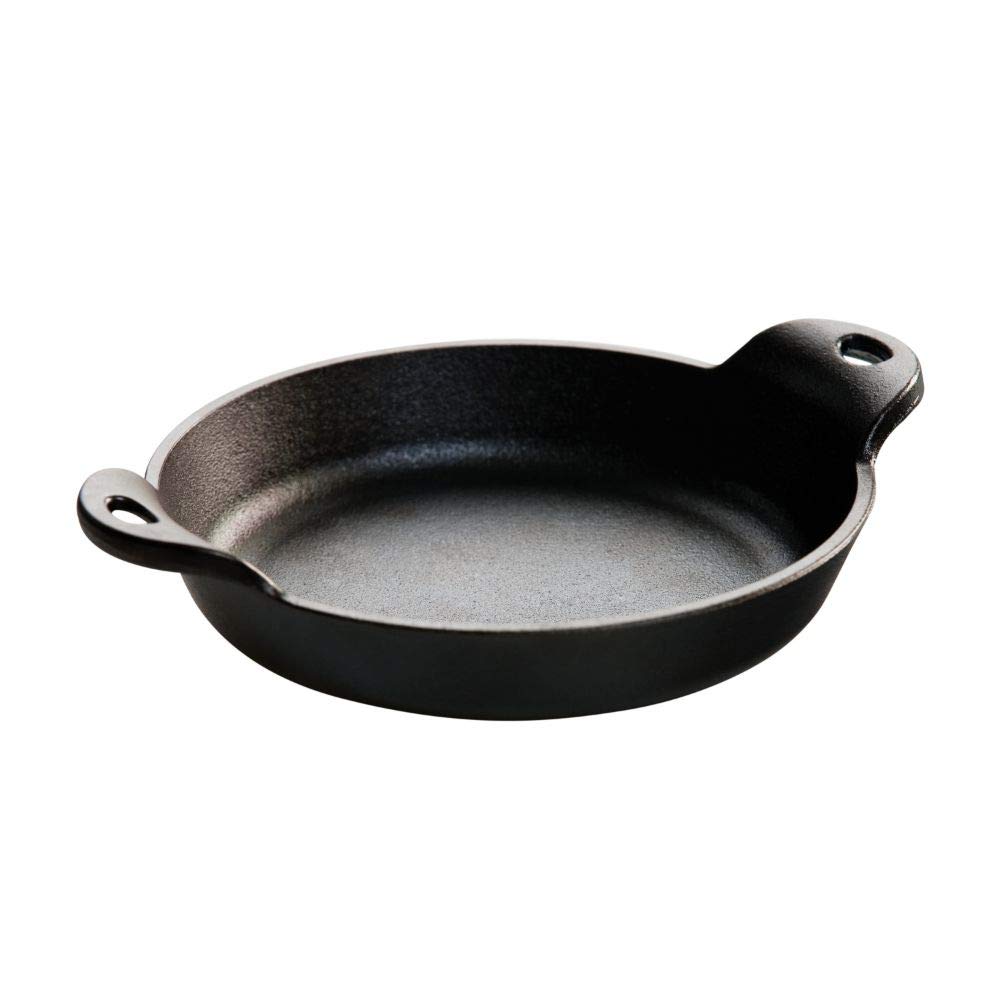 Lodge HMSRD Heat Enhanced and Seasoned Cast Iron Round Mini Server, 14-Ounce, Black