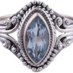 NOVICA Artisan Handmade Blue Topaz Singlestone Ring .925 Sterling Silver from India Cocktail Gemstone Birthstone ‘Morning Luxury’
