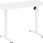 NSY Audio Electric Standing Desk 48×24 Inches – Height Adjustable, Whisper Quiet Motor, White Top & Black Frame for Home Office Gaming, Focused Work, White