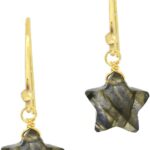 Gempires Labradorite Dangle Earrings For Women Lightweight Crystal Earrings Star Fashion Jewelry- Hypoallergenic Gold Plated Hooks Handmade Gemstone Jewelry