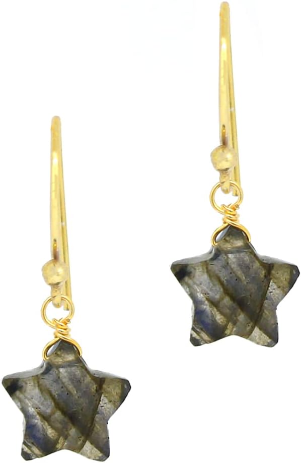 Gempires Labradorite Dangle Earrings For Women Lightweight Crystal Earrings Star Fashion Jewelry- Hypoallergenic Gold Plated Hooks Handmade Gemstone Jewelry