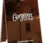 Custom Metal A Frame Sign for Businesses – Sidewalk Sandwich Board, Modern Pavement Display with Easy Set Up, Durable Weatherproof Outdoor Shop Sign – Gloss Copper Large, No Lighting