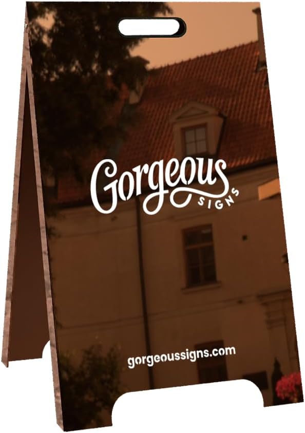 Custom Metal A Frame Sign for Businesses – Sidewalk Sandwich Board, Modern Pavement Display with Easy Set Up, Durable Weatherproof Outdoor Shop Sign – Gloss Copper Large, No Lighting