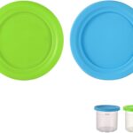 2pcs Ice Cream Cover for Freezer, Diameter 4.53in Silicone Ice Cream Tub Container Covers Replacement Round Food Storage Lids for Ninja Creami NC301 NC300 NC299AMZ Series Ice Cream Maker