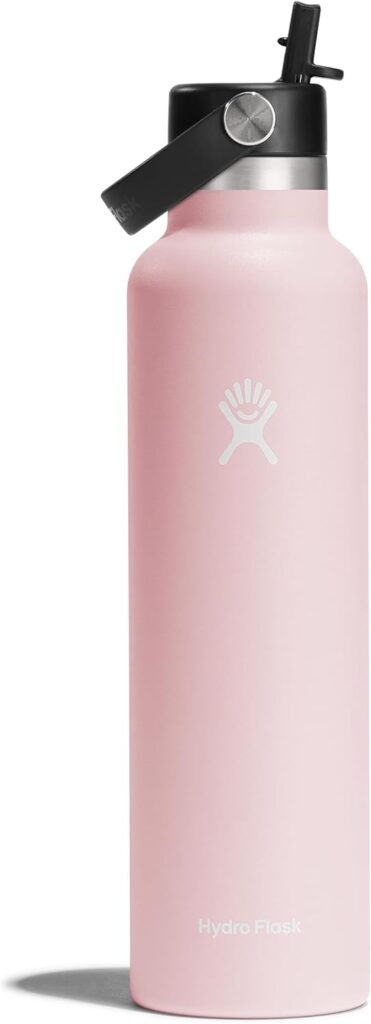 Hydro Flask Water Bottle – Insulated Stainless Steel – Straw Lid, Non Spill, Leakproof 24 Oz Trillium Pink