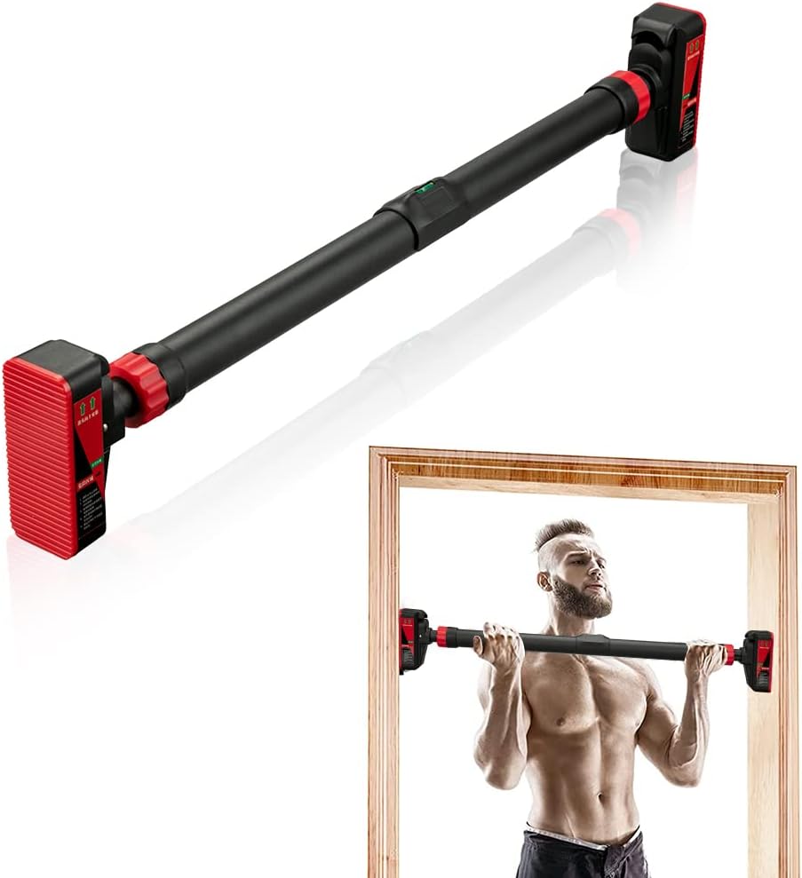 Pull Up Bar for Doorways, Chin Up Bar with Level Meter and Adjustable Width for Strength Training,No Screws Required, Weight Capacity 440 LBS