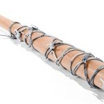 Sratte Halloween Fake Wood Baseball Bat with Barbed Wire 25.2 Inch Wooden Ball Bat Wood Bats Plastic Barb Wires Decoration Prop for Halloween Cosplay Cowboy Party Decoration(Silver Wire,2.5 Meter)