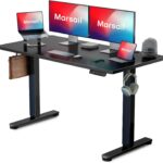 Marsail Electric Standing Desk Adjustable Height, 48 x 24 Inch Sit Stand up Desk for Home Office Furniture Computer Desk with 3 Memory Presets, Headphone Hook, Black