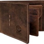 RUSTIC TOWN Full Grain Leather Wallet for Men | RFID Protecting | Handmade Vintage Bifold Travel Wallet | Slim Billfold with Credit Card Slots and Coin Pocket | Gift for Him