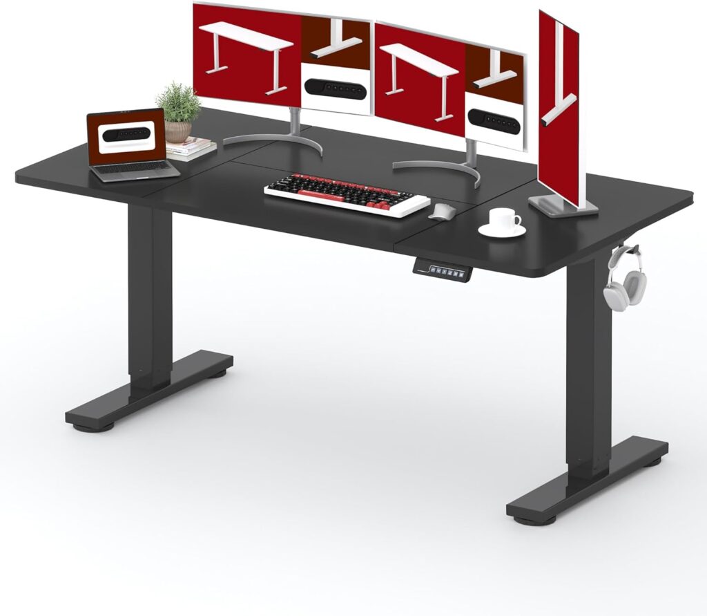 SANODESK Standing Desk Height Adjustable Electric Stand up Desk 71×32 Inches Sit Stand Home Office Desk with Splice Board, Black Frame/Black Top