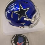Randy HOF 94 Signed Dallas Cowboys Flash Mini Helmet Beckett Auto Football – Autographed NFL Helmets