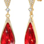 Austrian Crystal Teardrop Dangle Drop Earrings for Women 14K Gold Plated Hypoallergenic Jewelry Gift