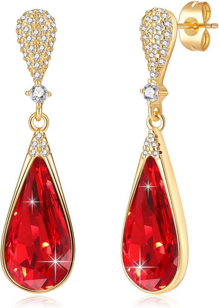 Austrian Crystal Teardrop Dangle Drop Earrings for Women 14K Gold Plated Hypoallergenic Jewelry Gift