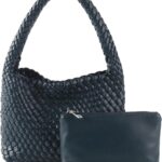 Handmade Woven Tote Bag – Women’s Vegan Leather Shoulder Bag With Purses