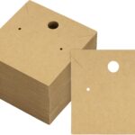 joycraft 100Pcs Earring Display Cards – 2.36In Brown Square Necklace Display Cards, Earring Kraft Paper Holder Cards for Handmade Jewelry, Small Business, Craft Fair, Retail Display