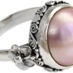 NOVICA Artisan Handmade Pearl Flower Ring Floral Sterling Silver Cocktail Pink Indonesia Birthstone [crownbezel 0.4 in H x 0.6 in Diam. Band Width 3 mm W] ‘Love Moon’