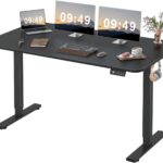 Furmax 55 x 24 Inches Electric Height Adjustable Standing Desk Large Sit Stand Up Desk Home Office Computer Desk Memory Preset with T-Shaped Metal Bracket, Black