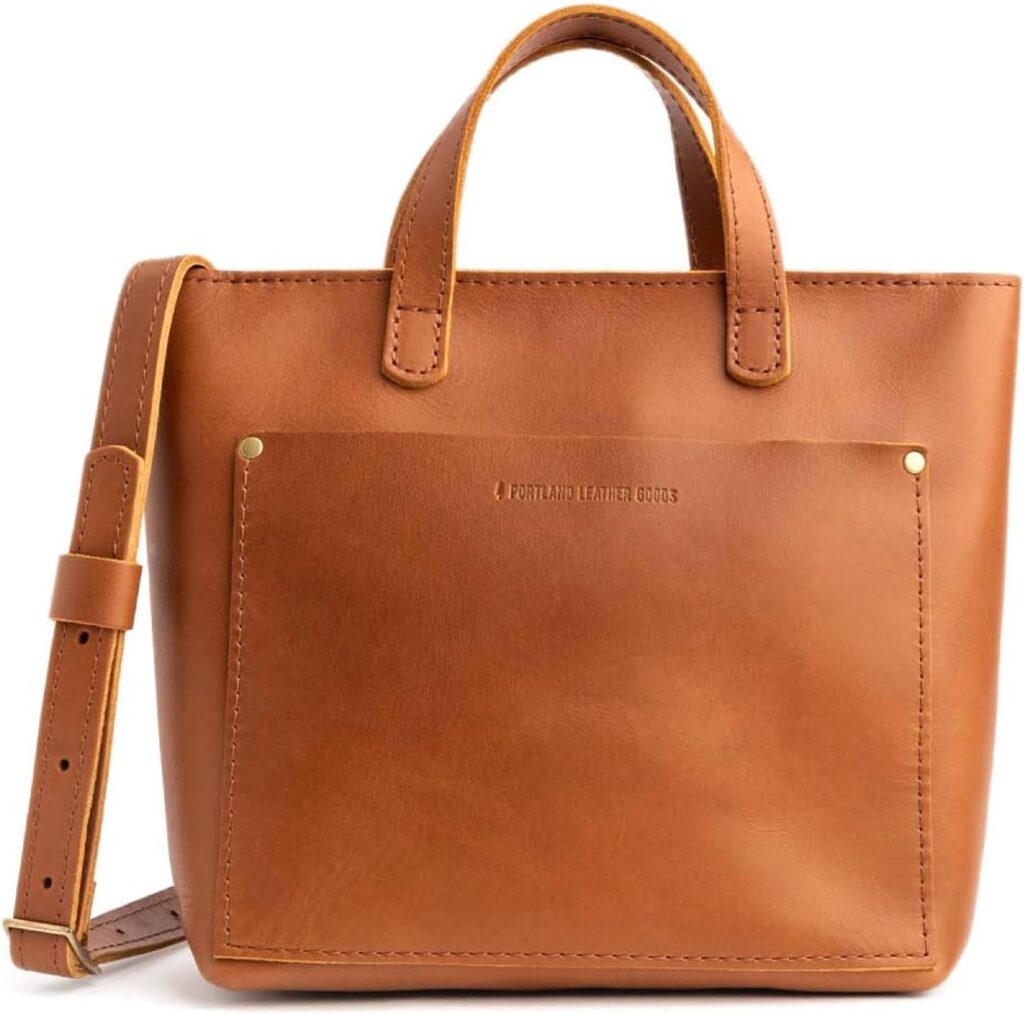 Portland Leather Goods Mini Crossbody Tote Bag for Women – Handmade from the Finest Full-Grain Hides – Adjustable Strap
