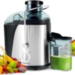 Fullstar Juicer Machines Vegetable and Fruit, 400W Compact Juicer, 3″ Wide Mouth, 2-Speed Setting, Stainless Steel, BPA-Free (Black)