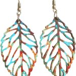 Nature Wooden Leaf Drop Dangle Earrings Wood Palm Leaves for Women Handmade Lightweight Bohemian Summer Tropical Plant Ethnic Jewelry