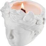Wood Wick Candles That Crackle Like Fireplace – Anthropologie Vintage Greek Bust Face Sculpture Ceramic Candle – Classical Style – Dark Academia Decor – Lavender Aromatherapy Soy Wax – Reusable Gift