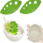 Pottery Herb Stripper Bowl, Handmade Ceramic Herb Stripper with 2 Tools, Different Sizes Holes for Parsley, Rosemary, Collard Greens, Kitchen Gadget for Separating Leaves and Stems(3-Piece Set)