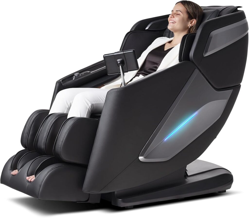 4D Massage Chair, Full Body Massage Chair, Zero Gravity Recliner w/Intelligent Voice Control, 53.14″ SL Track, Electric Calfrest Extension, 12 Auto Modes, USB Type-C, Bluetooth Speaker, TFT Screen
