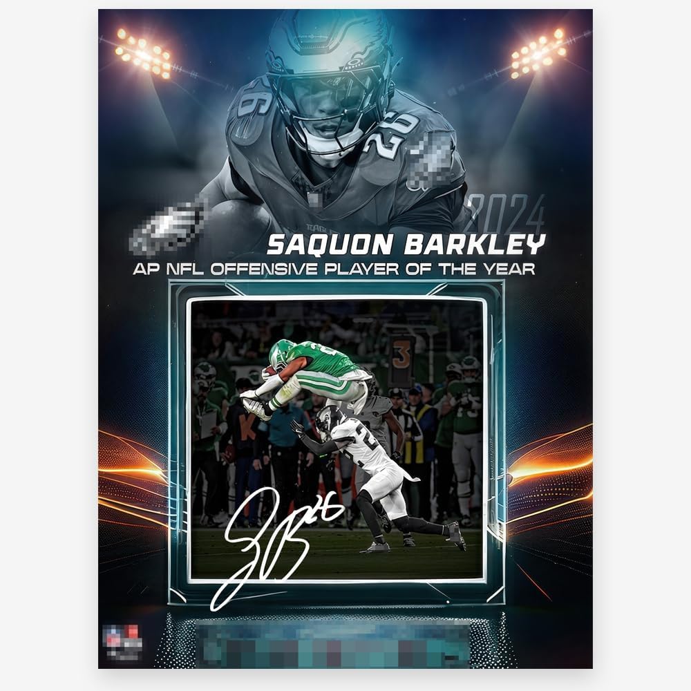 WHZKCYH 2025 Rugby Star Saquon Barkley Poster For Kids Bedroom Wall Decor-Football Superstar Signed Posters Canvas Art Print Picture For Fans Boy Teen Gifts