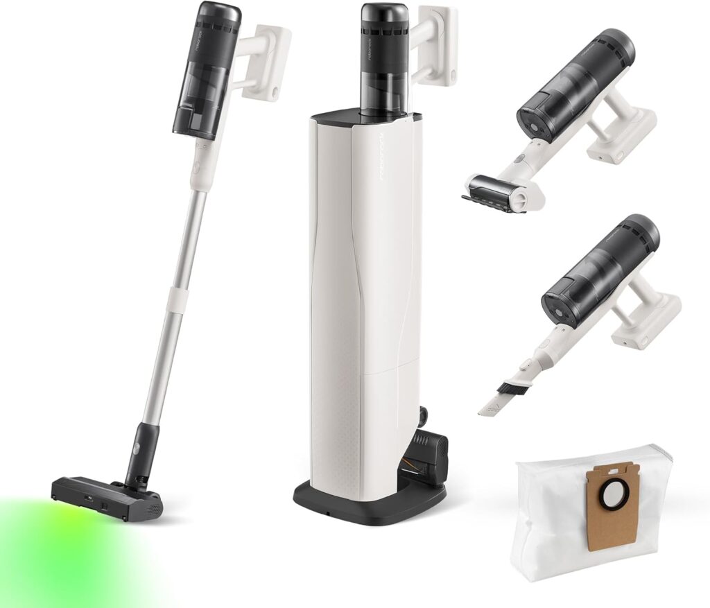 roborock H60 Hub Pro Cordless Stick Vacuum Cleaner with Auto-Empty Dock, 170AW Suction for Carpets and Hard Floors, Vacuum Cleaner with 80-Min Runtime, Anti-Tangle Brush, 140° Green LED Dust Detection