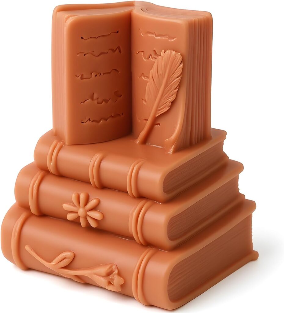 Book Candle Silicone Mold Bookshelf Resin Casting Molds for Candles Making Aromatherapy Candles Handmade Wax Home Decor