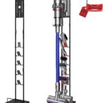 Vacuum Stand for Dyson V6, V7, V8, V10, V11, V12, V15 Cordless Cleaners – Heavy Base Metal Bracket Holder with Trigger Lock, On/Off Control Clamp, Accessory & Attachment Storage