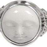 NOVICA Artisan Handmade Bone Ring Crafted .925 Sterling Silver Cocktail Indonesia ‘Face of The Moon’