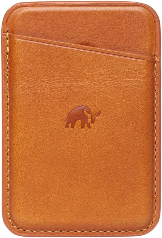 Bullstrap Handcrafted Premium Leather MagSafe Wallet | Compatible w/All MagSafe iPhone Cases | Slim & Minimalist Premium Full-Grain Leather Magnetic Card Holder for iPhone | Sienna