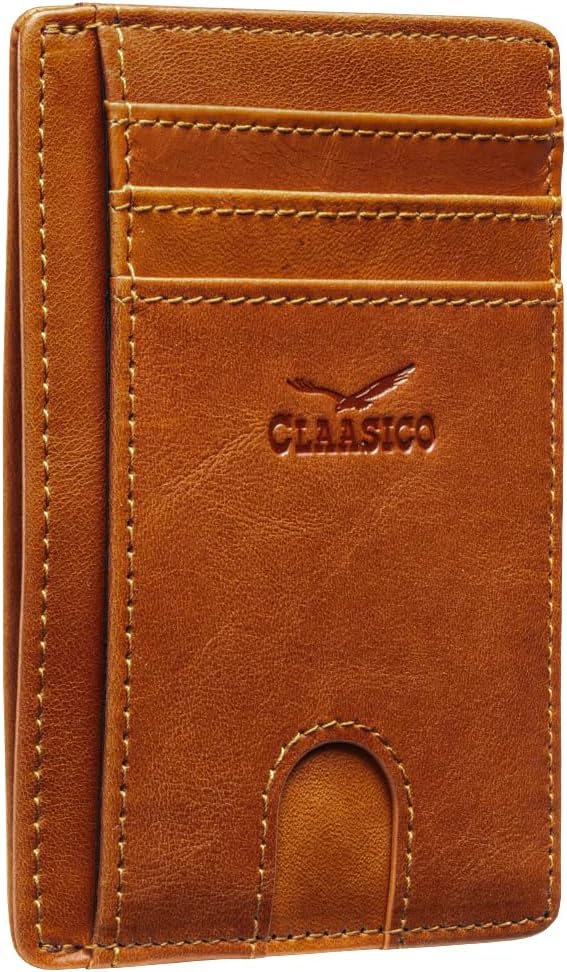 Claasico Front Pocket Small Mens Wallet RFID Blocking Genuine Leather Credit Card Holder