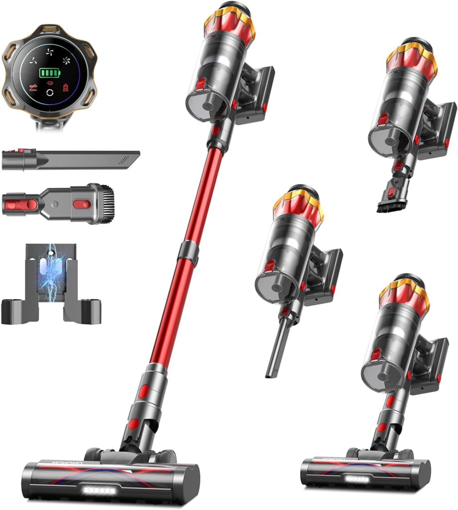 Cordless Vacuum Cleaner, 600W 50KPa 70Mins Vacuum Cleaners for Home, Self-Standing Stick Vacuum with Anti-Tangle Brush & OLED Touch Screen, Vacuum Cleaner for Hardwood Floors and Carpet,Pet Hair,Car