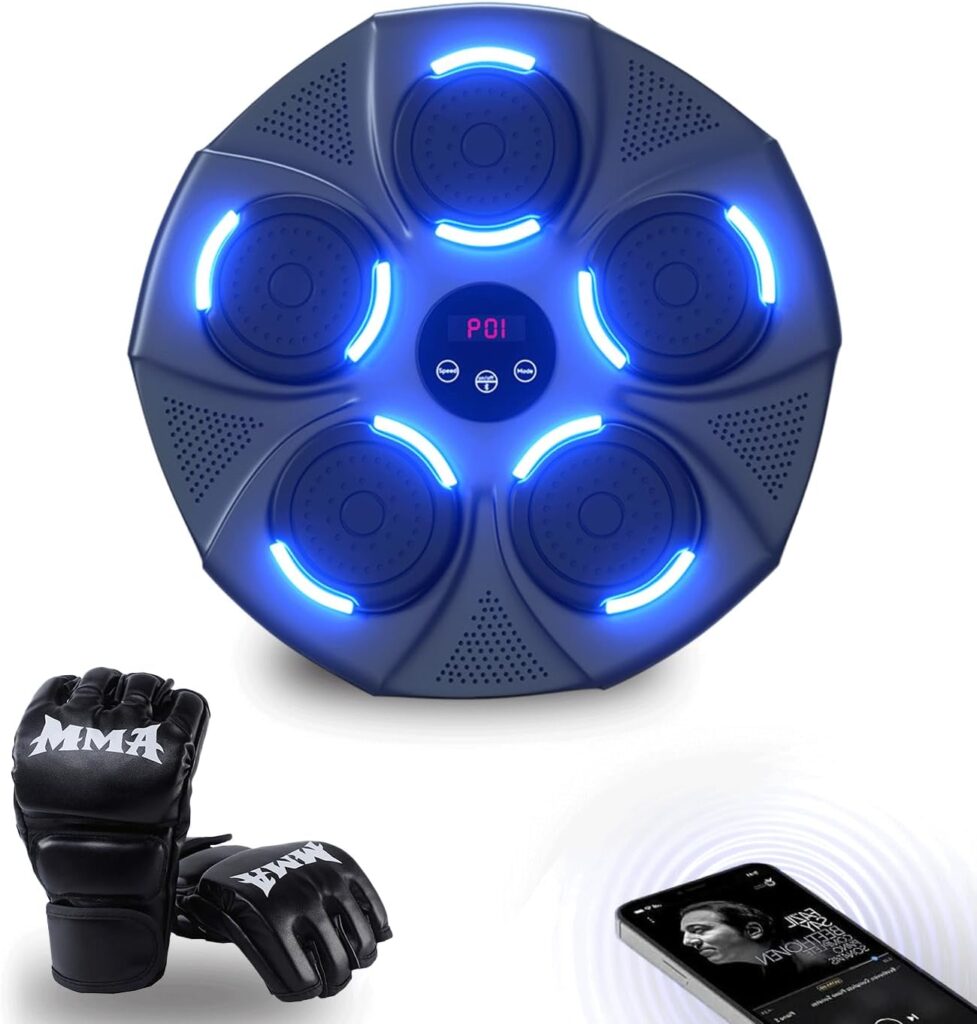 Music Boxing Machine for Adults, Boxing Machine Wall Mounted Music with Gloves, Boxing Music Workout Machine for Home, Indoor and Gym