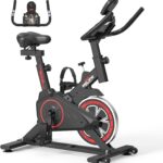 RELIFE REBUILD YOUR LIFE Exercise Bike Stationary for Home Indoor,Cycling Bike with Silent Belt Drive for Home Cardio,Brake Pad Resistance with djustable & Comfort Seat/PAD Holder/LCD Monitor.
